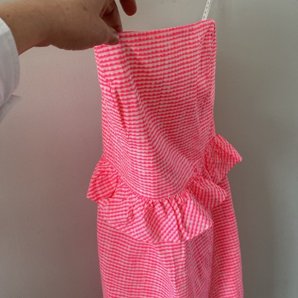 Lily Pulitzer Lowe strapless peplum dress size 6 strapless hot pink like new - Picture 4 of 12